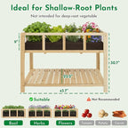 ketive Raised Garden Bed with Transparent Acrylic Panels, Elevated Wooden Raised Garden Bed Planter, Fir Wood Outdoor Planter Box for Herbs, Flowers & Patio Balcony Gardening (Natural)