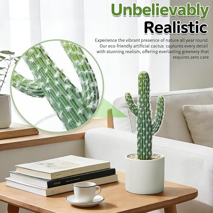 Artificial Cactus Plants - Potted Succulents in Ceramic, Faux Cacti and Succulent Decor for Home, Office Desk，Living Room-1pack