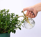 Glass Plant Mister Spray Bottle, 6.5" Clear Glass Water Spray Bottle with Gold Top Pump Small Watering Can, Small Plant Sprayer Mister for Indoor Outdoor House(Clear+Gold E)