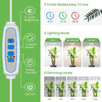 6.3in Grow Light, 80 LED Full Spectrum Halo Plant Lights for Indoor Growing, Height Adjustable 10"-65" Growing Lamp, Auto Timer 6/12/16Hrs, 3 Lighting Modes, Idea for Large Plant, 3 Pack