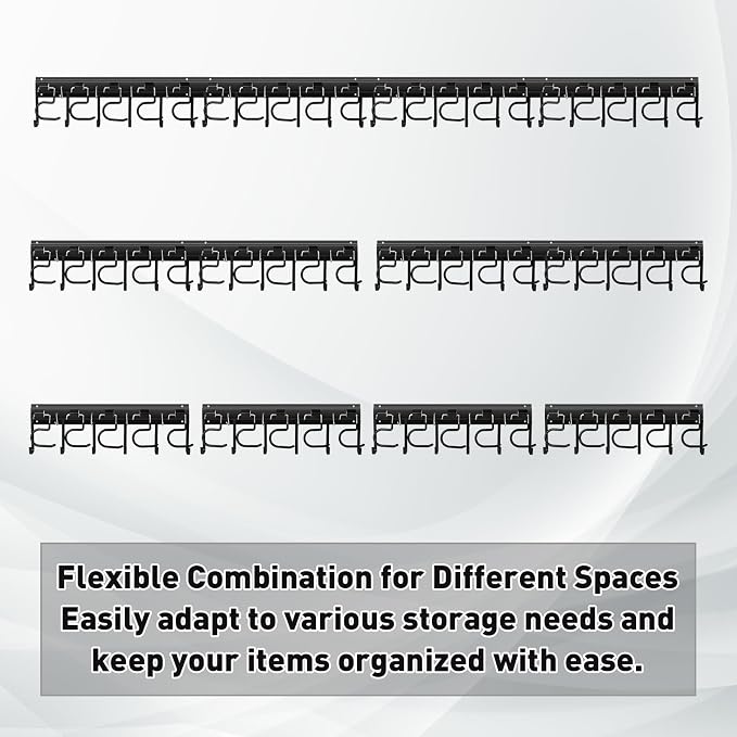 LEYU Metal Garage Tool Organizer Wall Mount, 4 Pack Garden Tool Organizer With Extension Cord Straps, Garage Organization Hooks and Hangers for Shed, Yard Storage, Wall Holder for Hanging Broom Mop