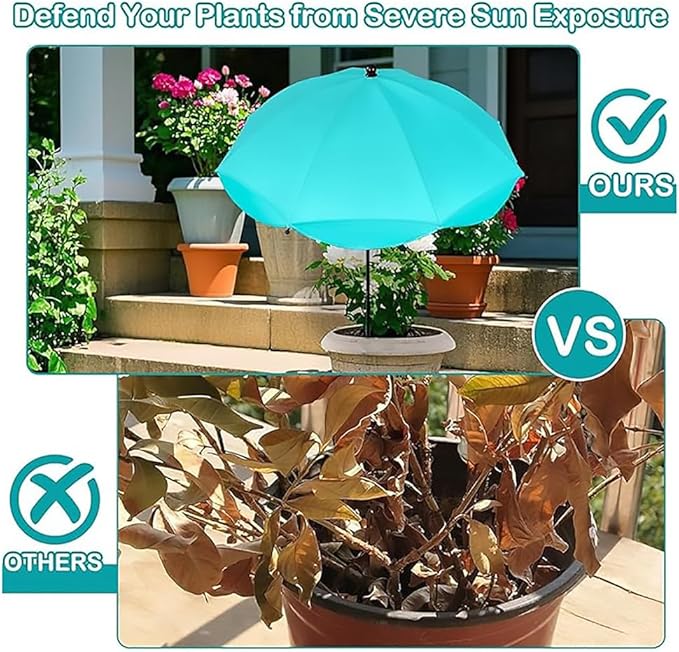 MIAOLLUN 24" Adjustable Angles Plant Umbrellas for Outdoor Plants Garden Umbrella Shade for Potted Plant, 40" Height Garden Plant Umbrella Shade Cover for Patio Flowers, Plants,2pcs