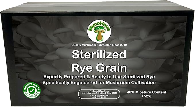 MycoHaus Mushroom Growing Kit with Injection Ports | Sterilized Rye Grain | Magic Indoor Grow Bags for Mushrooms | Home Cultivation Supplies | Without Spores | Four Pound | (1 Pack)