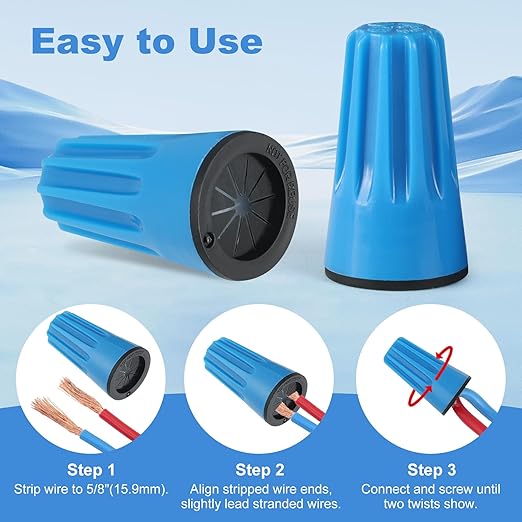 Lenporl 50PCS Waterproof Wire Electrical Connectors 22AWG-8AWG,Outdoor Seal Electrical Twist Nuts Caps Cable Terminal Connector for Landscape Light, Irrigation Valves, Wet Location Installation