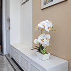 Fake Orchid Realistic Artificial Flowers Real Touch White Orchid Fake Potted Plants For Home Decor Indoor Phalaenopsis Orchids Centerpiece Flower Arrangement Table Decorations For Dining Room Bathroom