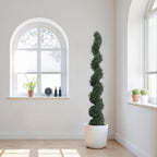 THE BLOOM TIMES 6ft Spiral Artificial Topiary Trees Set of 2, 71 inch Faux Cedar Trees for Outdoor Planters - Fake Twist Cypress Plants for Garden Front Porch Indoor Outside Decor 6 Foot