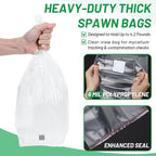 GREANER 6 Mil Grain Spawn Bags 25PCS, 6"x5"x20" Mushroom Bags for Growing with Injection Ports, Unicorn Bags Mushroom with 0.2 Micron Filter Breathable
