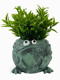 Frog Pen Holder for Desk, Cute Resin Flower Pot & Pencil Cup, Holds 10 Pens, Vintage Stacked Frog Figurine with Removable Grass, Desk Organizer for Office Home Decor, Unique Gift