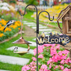 2 PCS Adjustable Double Shepherds Hook for Outdoor 47 inch Garden Shepherds Hook Garden Hanging Holder for Solar Lights Lanterns Bird Cages Weddings Plant Baskets