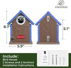 Kingsyard Recycled Plastic Bird House for Outdoors - Weatherproof Nesting Box with Clear View Panel & Predator Guard for Bluebird Wren Swallow Finch, Blue