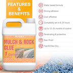 SEVGILI Mulch Glue for Landscaping, 1 Gallon Rock Glue, Long-Lasting Rock Glue for Landscaping Strong Adhesion of Pea Gravel Stabilizer Landscape, Safe for Plants Pets