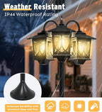 3-Head Solar Lamp Post with Planter, 74" Solar Light Flower Pot Lamp Post, 60Lm Waterproof Solar Light Poles for Outside, Garden, Patio, Yard, Driveway, Replaceable Bulb, Warm White (3000K)