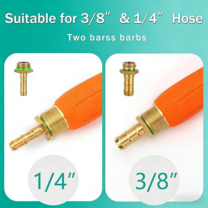 2Pcs All Metal Replacement Sprayer Wand,1/4" & 3/8" Brass Barb Sprayer Wand Replacement, Stainless Steel Sprayer Wand with Shut off Valve & 2 Hose Clamps (2Pcs 29 Inches Sprayer Wand)