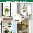 hismocal 4 Pack Hanging Planters for Indoor Plants,Plant Hanger with Sturdy Wood Base,Modern Boho Macrame Plant Hanger,Wall Ceiling Window Stands(Plants/Pots Not Included)