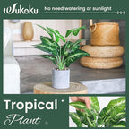 16" Small Fake Plants Artificial Tropical Faux Plants Indoor Desk Plant for Home Office Kitchen Shelf Sage Green Decor