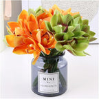 2 Bunches of Simulated Hand-Feel Cymbidium Orchid Small Bunches of 6 Tied Hand-Tied Flowers for Home Living Room Dining Table Decoration Artificial Flowers (Pink)
