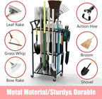 Faesun Garden Tool Organizer with Wheels, Heavy Duty Rolling Yard Tool Rack with 14 Hooks & 5 Slots, 3-Tier Metal Cart Holds 50+ Rakes/Shovels/Brooms, Mobile Lawn Storage for Garage Shed Outdoor