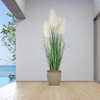 7ft Artificial Plants Onion Grass, 83 inch Fake Shrubs Wheat Grass in Pot, for Indoor Outdoor Garden Office Home Decor, Faux Plant Greenery, Green