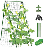Garden Cucumber Trellis for Climbing Plants Outdoor, 47x16 inch A Frame Cucumber Trellis for Garden Raised Bed, Plant Support for Vegetable Vine Pea Bean, with Netting (Green, 47x16inch)