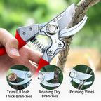Kynup Pruning Shears, Gardening Scissors, Pruners for Gardening, Heavy Duty Garden Tools, Garden Grass Clippers Hand Hedge Shears, (Red)