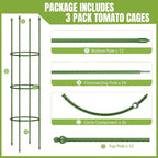 joyhalo 3 Pack Tomato Cages for Garden, 59 Inch Tomato Cage Heavy Duty, Height Adjustable Tomatoes Trellis for Climbing Plants Vegetables Flowers Cucumber Peony
