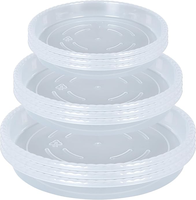OVZILKI 9 Pack of Clear Plant Saucer 6 8 10 inch, Plastic Flower Plant Pot Saucer, Heavy Duty Plant Drip Trays Saucers for Indoor, Plant Water Tray for Planters