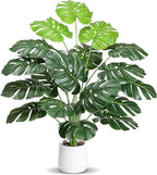 28'' Fake Plants Large Artificial Monstera Faux Plants Indoor Tall Plant, with White Planter Ideal, for Home Living Rooms, Patios, Porches, Bathrooms, and Outdoor Decor