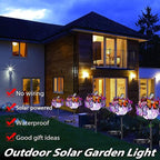 Weepong Outdoor Solar Lights 2 Pack, Solar Garden Lights with 18 Butterflies Decoration Outdoor Lamps, Waterproof Butterfly Flower Lights for Patio Yard Lawn Garden Decor, Gifts for Mom Women