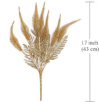 Artificial Golden Plants Decoration, Fake Plant Shrubs Plastic Grass Simulation Tail Leaves for Christmas Indoor Outdoor Hall Home Garden Planter Filler Party Verandah Wedding DIY Decor - Gold 2 Pack