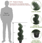 THE BLOOM TIMES 3ft Spiral Artificial Topiary Trees Set of 2, 36 inch Faux Cedar Trees for Outdoor Planters - Fake Twist Cypress Plants for Garden Front Porch Indoor Outside Decor 3 Foot