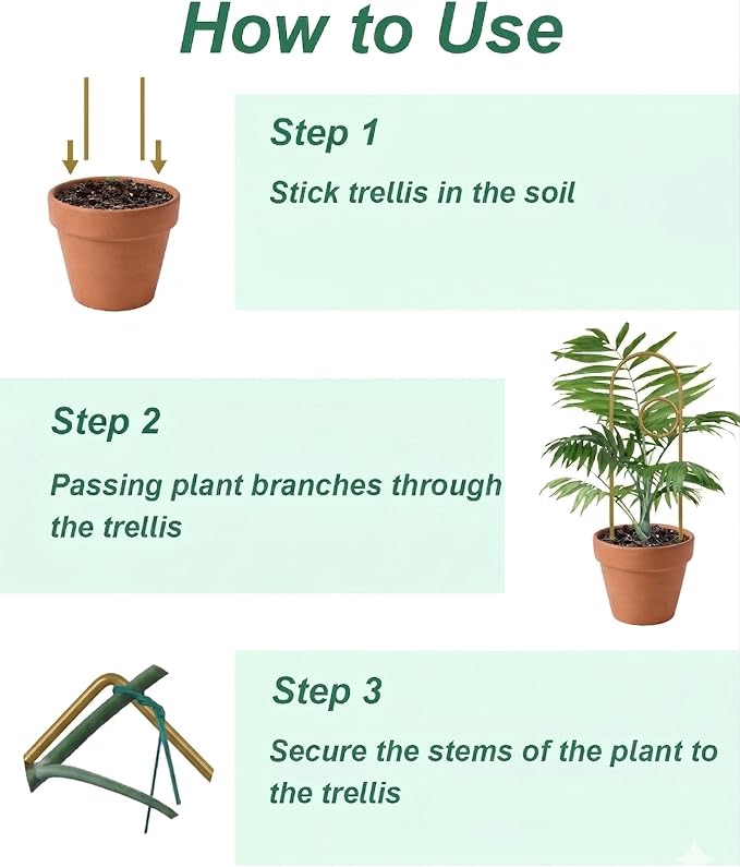 Small Plant Trellis for Climbing Plants Indoor - 13.8 Inch Trellis Indoor with Different Patterns for Vine Ivy Flower Plant Support, Metal Garden Trellis for Potted Plants, Set of 4 (Gold)