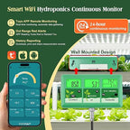 pH EC Continuous Monitor for Hydroponic, 6 in 1 WiFi EC PPM CF pH Meter, Digital pH TDS Temp Humidity Conductivity Monitor for DWC Hydroponic System, Aeroponic Gardening, Aquaponic