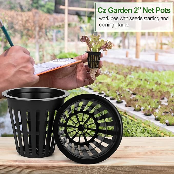 100PCS 2 inch Net Cups Pots, with 20 Plant Labels for Hydroponics Aquaponics Planter Indoor Outdoor Growing Baskets Slotted Mesh