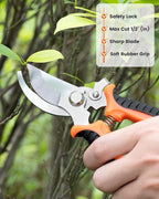 Garden Tool Set - 7 Piece Heavy Duty Stainless Steel Gardening Hand Tools with Floral Tote Bag, Non-Slip Rubber Grip, Gardening Kit Gifts for Women Mom