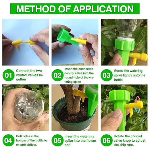 10 Pack Self Watering Spikes for Plant,Indoor & Outdoor Automatic Plants Waterer,Plug-in Device with Adjustable Valve Switch, Self Watering Planter Insert (10 Blue)