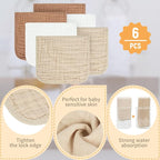 MIGIOL Baby Burp Cloths 100% Cotton Newborn Muslin Burp Cloths 10x20 inches Baby Essentials (6, White & Coffee)