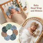 Newborn Baby Girl Hats Mittens Set Cotton Hospital Bow Hat Beanies Caps Gloves for New Born Girls 0-6 Months