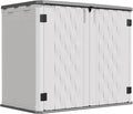 UDPATIO 34 Cu.Ft Resin Outdoor Storage Shed, Patio Plastic Vertical Sheds with Floor, Waterproof Bin Shed Horizontal Storage Cabinet for Patio, Backyards, Garden, Pool, Tool Shed