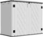 UDPATIO 34 Cu.Ft Resin Outdoor Storage Shed, Patio Plastic Vertical Sheds with Floor, Waterproof Bin Shed Horizontal Storage Cabinet for Patio, Backyards, Garden, Pool, Tool Shed