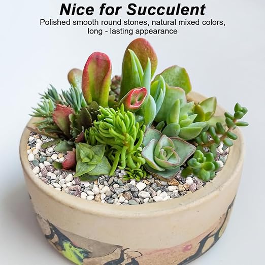 River Rocks,Landscaping Pebbles,Decorative Ornamental Pebbles,Garden Landscaping Stones,Gravel Filler for Home Decoration Flower Bed Fish Tank Plants Vases Succulents (Natural, 5 Pounds)