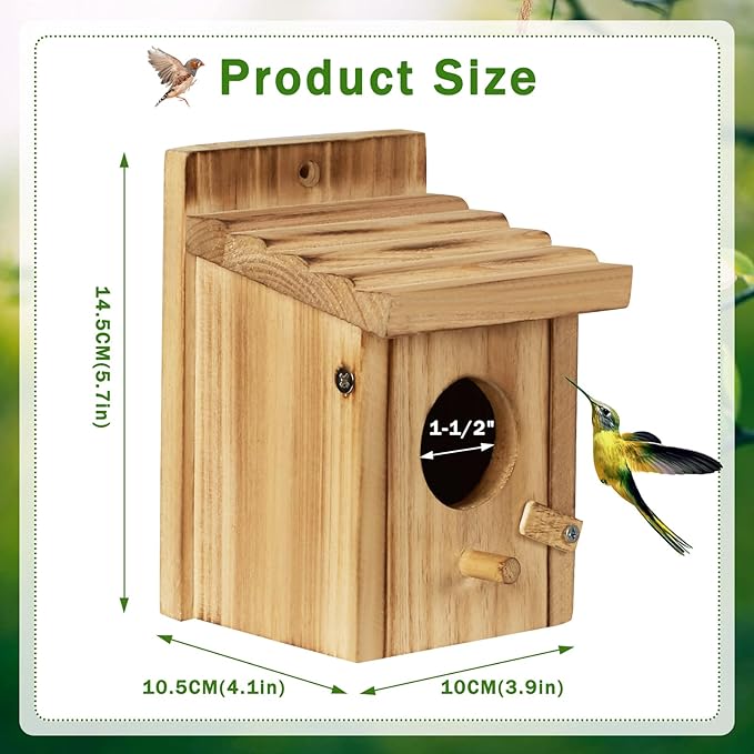 Small Bird House for Hummingbirds,Bird Houses for Outside,Humming Bird Houses for Outside,Outdoor Bird Box,Birdhouse,Bluebird House,Wooden Birdhouse with perches