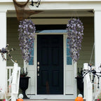 BLEUM CADE Fake Hanging Plants, 2pcs Artificial Hanging Plant, Faux Deep Purple Vines Hanging Plant for Wall Home Living Room Indoor Outdoor Halloween Decor (No Baskets)