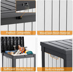PatioZen 50 Gallon Resin Deck Box, Lockable Patio Outdoor Storage Box for Furniture, Garden Tools and Tools Storage, Waterproof Outside Storage Boxes - Black&White