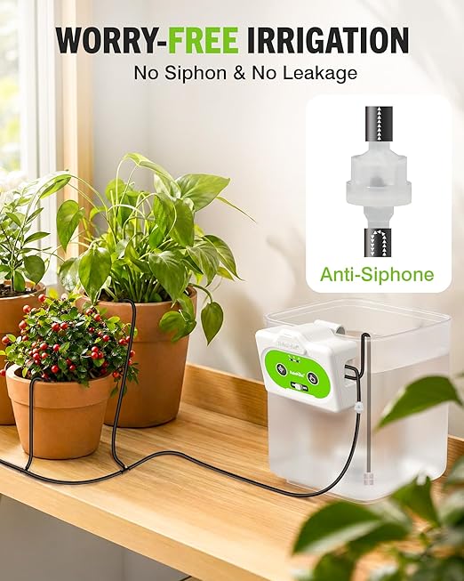 RAINPOINT WiFi Automatic Plant Waterer Indoor, Smart APP Control Drip Irrigation System for Houseplants, Anti-Siphon Vacation Watering Device with 2400mAh Rechargeable Battery (Up to 15 Pots)