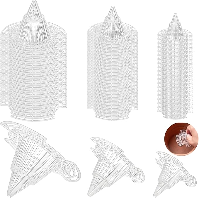 Covzoe 60 Pack Flower Pot Hole Mesh Pad, Plastic Cone Planter Bottom Filtering Grid Mat, DIY Reusable Plant Drain Screens Gasket Drainage Netting for Bonsai Gardening Prevent Soil Loss, 3 Size