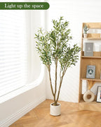 Olive Tree 5FT Fake Tree Faux Plants Indoor with Pot Artificial Tree Nearly Natural Olive Branches and Fruits for Living Room Home Office Decorations