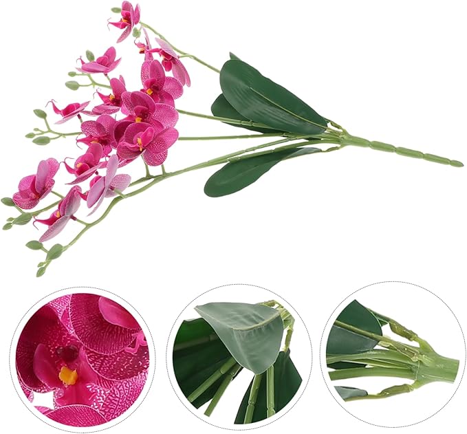 Real Touch Artificial Orchid Stems Purple Flowers for Living Room Decor