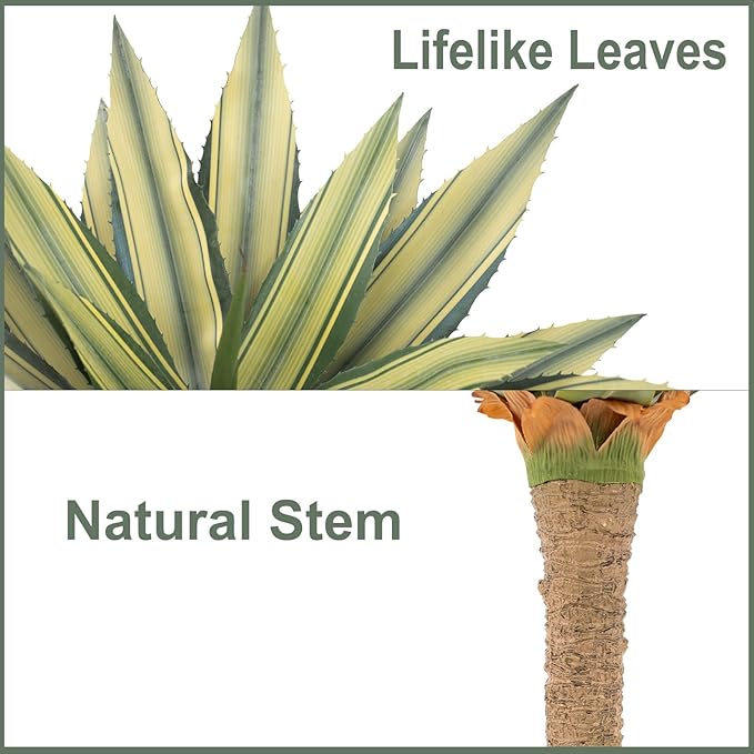 Artificial Spiked Agave Plant Outdoor 28” Tall, Large UV Resistant Fake Agave Plants with 23 Pre-Dusted Leaves, Faux Succulents Plant for Home Front Porch Patio Garden Indoor Decor 2Pack