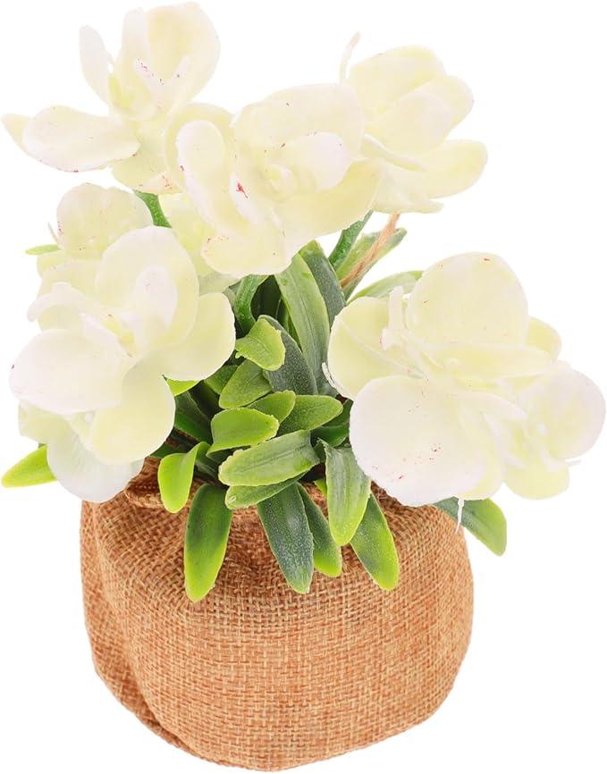 Unomor Realistic Faux Phalaenopsis Orchid Bonsai Decorative Bag Simulation Potted Flower for Home and Desktop Decor Lifelike Artificial Orchid Plant for Living Room Kitchen Bedroom Accent