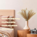 SeptCat 60 Pcs Pampas Grass Decor 21.7" Fluffy Faux Short Brown White Pampas Grass Artificial Small Pompas Grass Flower Vase Filler for Home Wedding Decoration